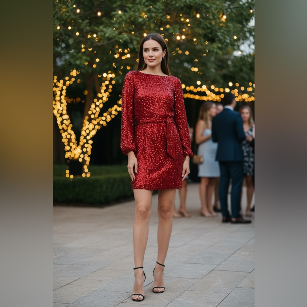Alexia Admor Val Red Sequin Shift Dress